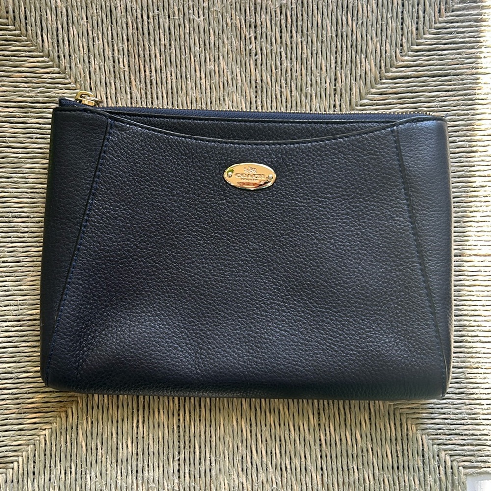Coach Leather Clutch with Gold Logo